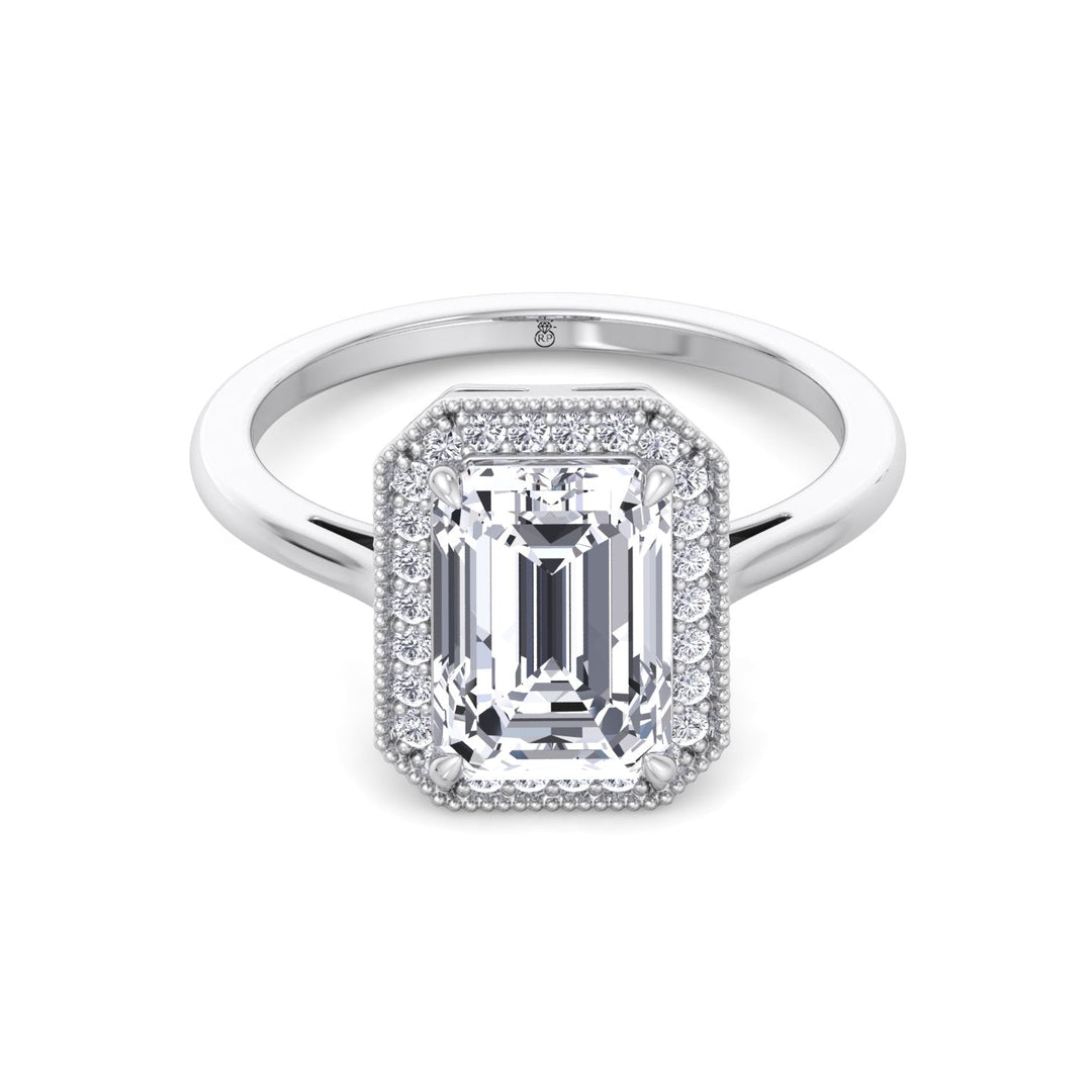 Vintage Emerald Cut Halo Engagement Ring