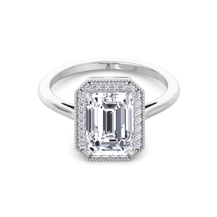 Vintage Emerald Cut Halo Engagement Ring