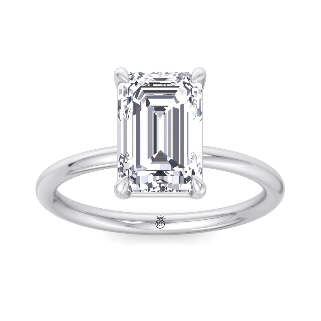 Emerald Cut Thin Band Solitaire Engagement Ring