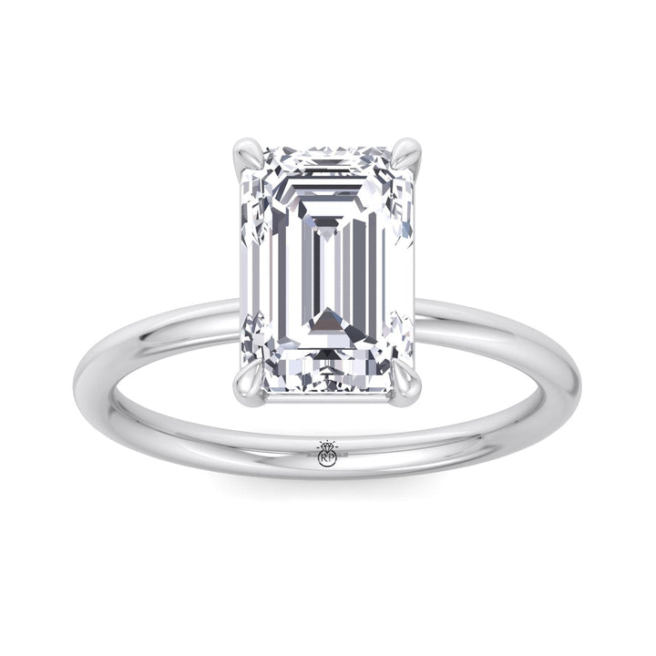 Emerald Cut Thin Band Solitaire Engagement Ring