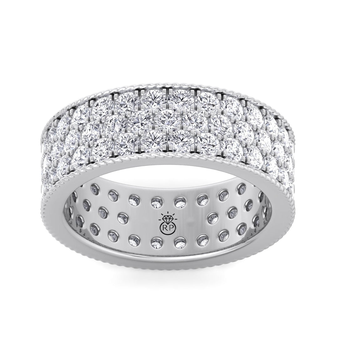 3 Row Pave Round Cut Eternity Band