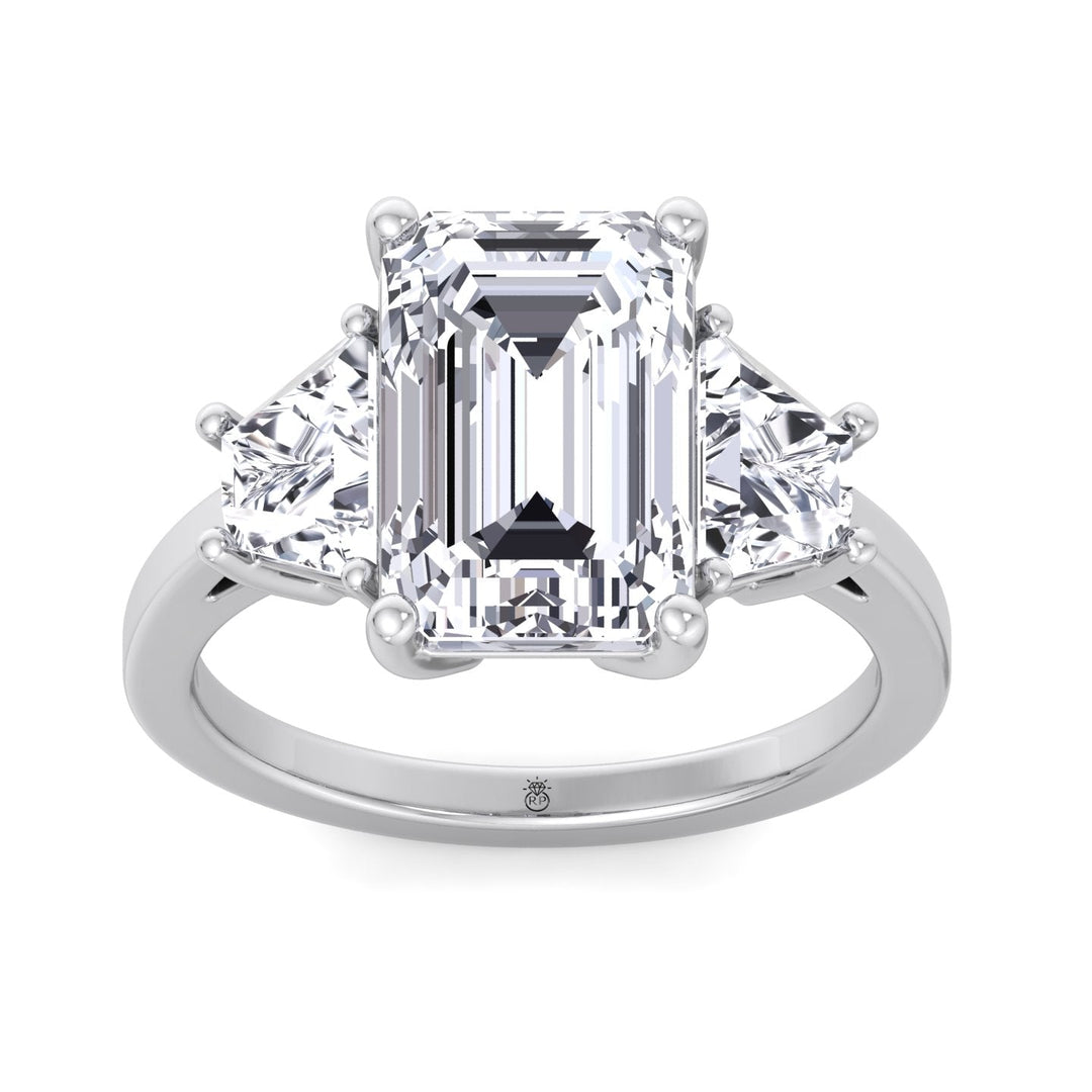Three Stone Ring Trapezoid &amp; Emerald Cut Engagement Ring