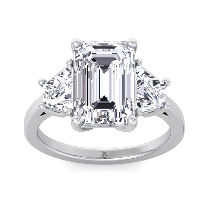 Three Stone Ring Trapezoid &amp; Emerald Cut Engagement Ring