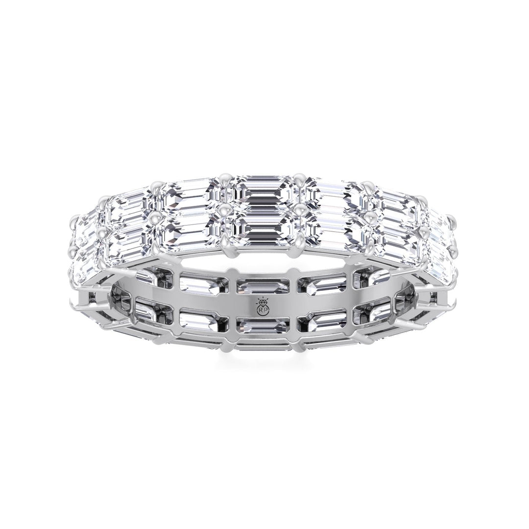 Double Row East to West Emerald Cut Eternity Band