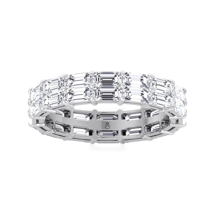Double Row East to West Emerald Cut Eternity Band
