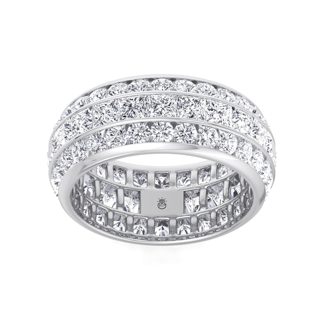 3 Row Channel Set Princess and Round Cut Eternity Band