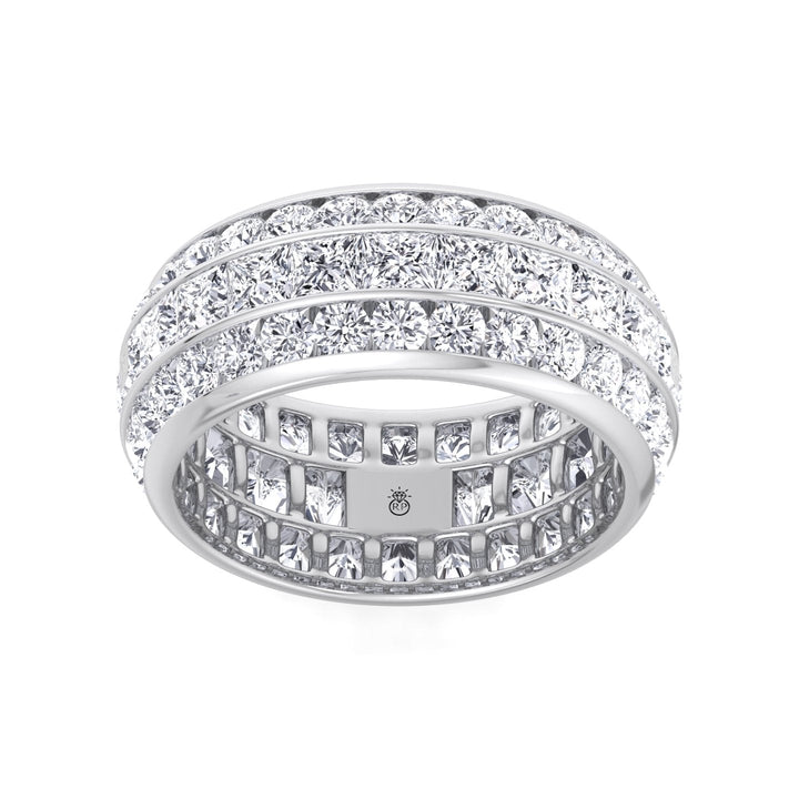 3 Row Channel Set Princess and Round Cut Eternity Band