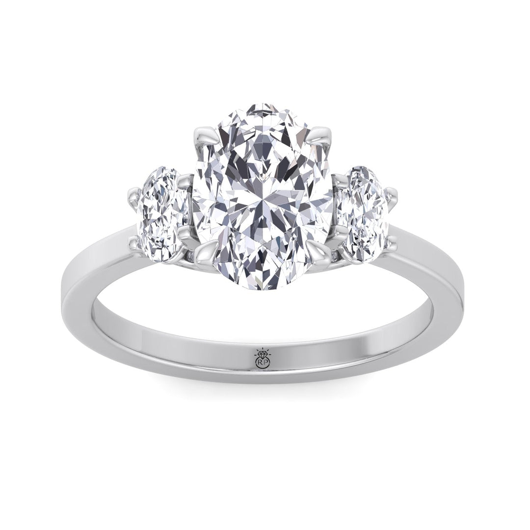 Oval Cut Engagement Ring with Oval Sidestones