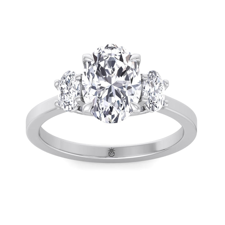 Oval Cut Engagement Ring with Oval Sidestones