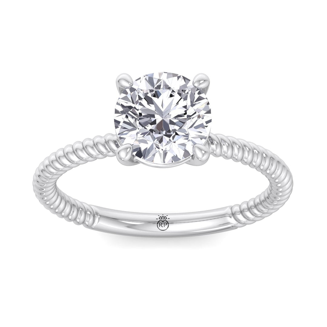 Twisted Rope Band Round Cut Solitaire Engagement Ring