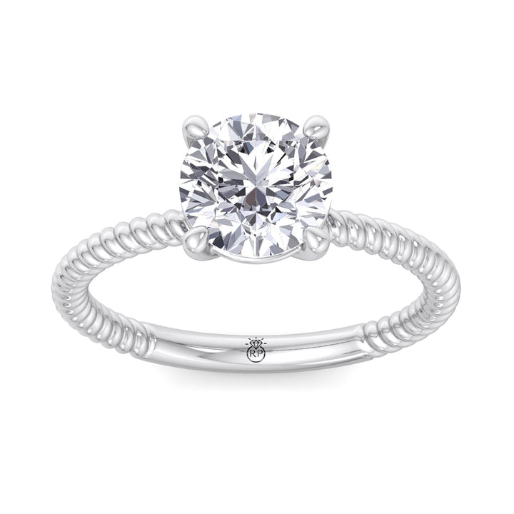 Twisted Rope Band Round Cut Solitaire Engagement Ring