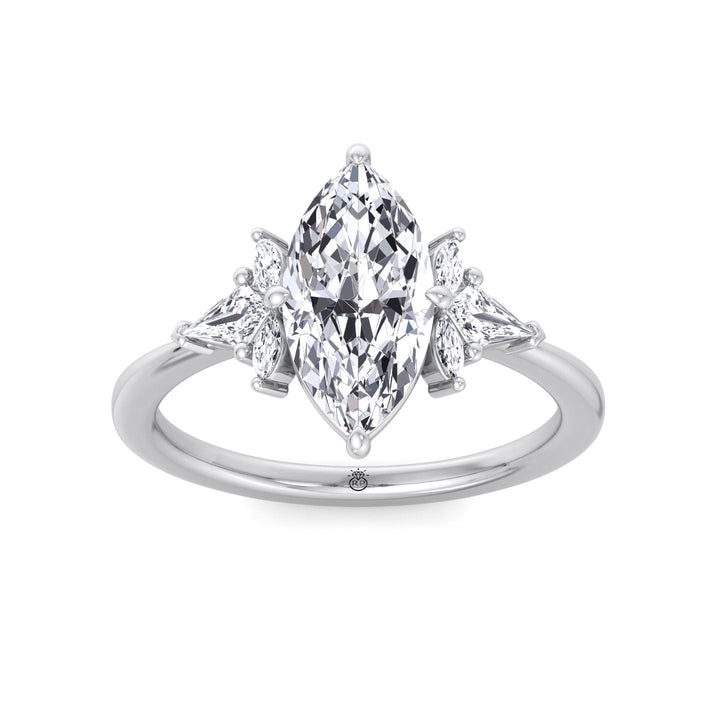 Marquise Shape Engagement Ring with Marquise and Pear Shape Sidestones