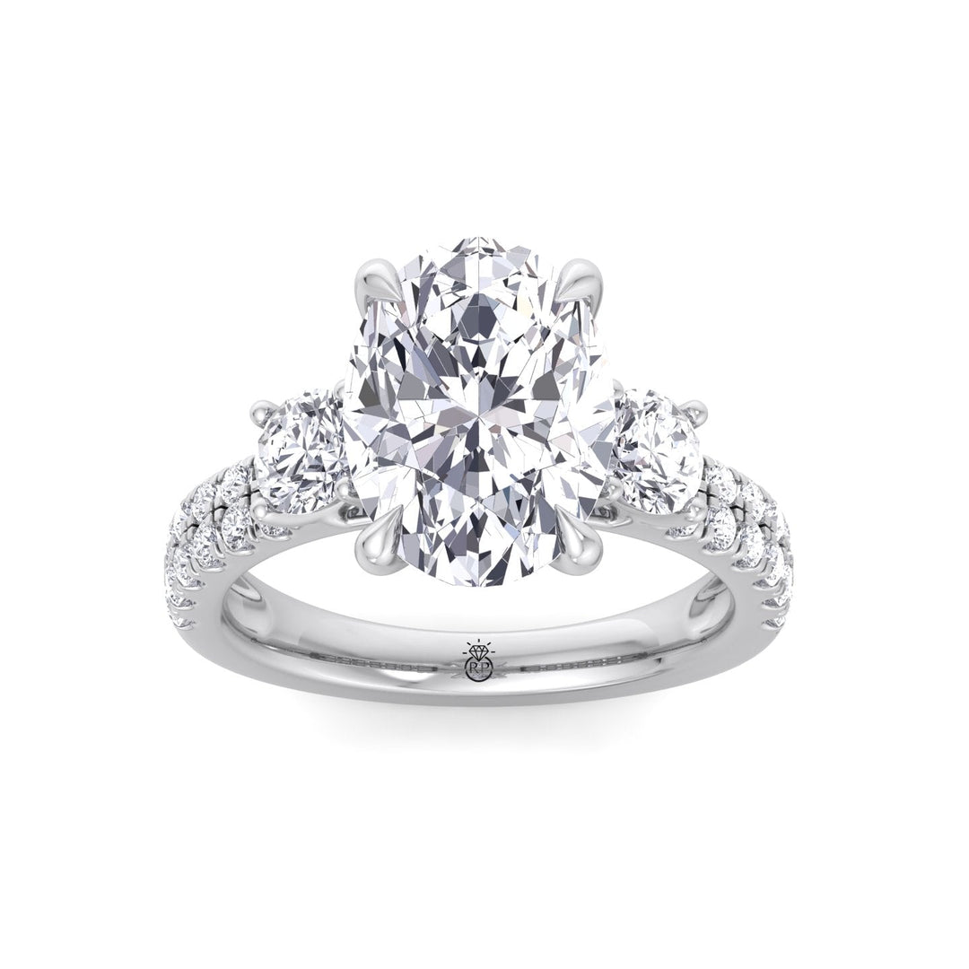 Double Row Accented Round &amp; Oval Engagement Ring
