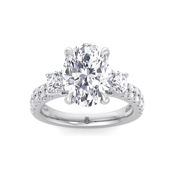 Double Row Accented Round &amp; Oval Engagement Ring