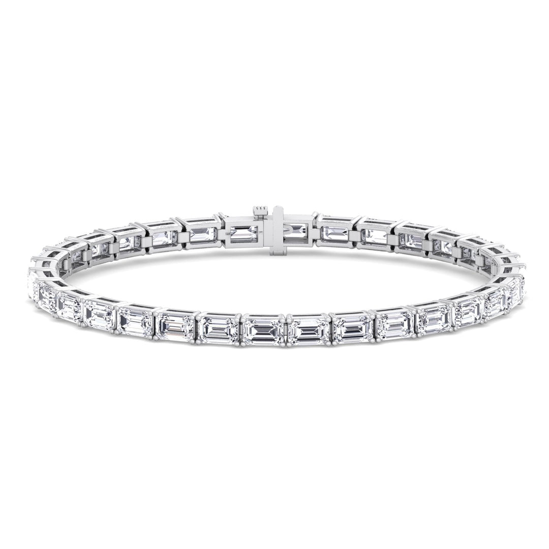 (14.50Ct T.W) East To West Emerald Cut Tennis Bracelet