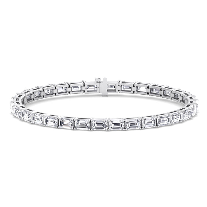 (14.50Ct T.W) East To West Emerald Cut Tennis Bracelet