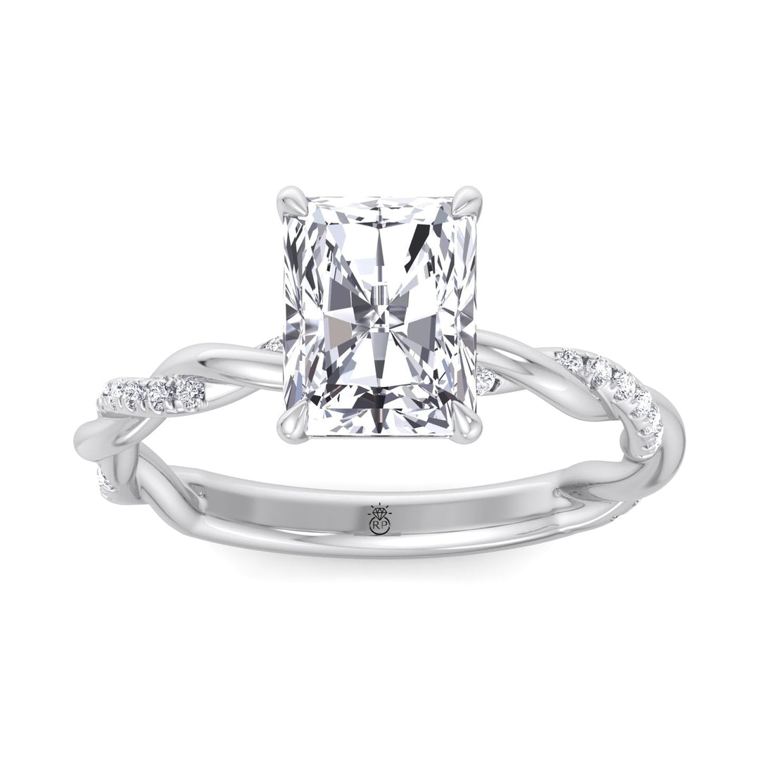 Radiant Cut Twisted Band Engagement Ring