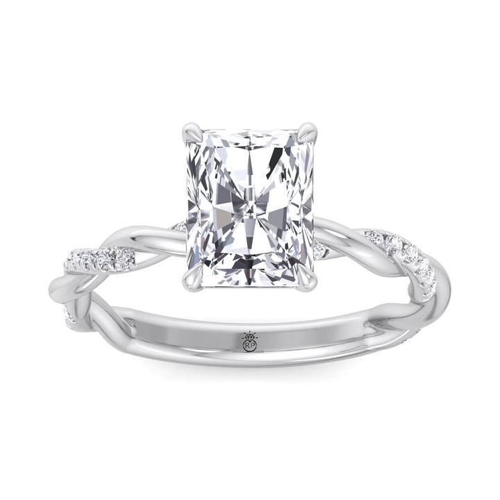 Radiant Cut Twisted Band Engagement Ring