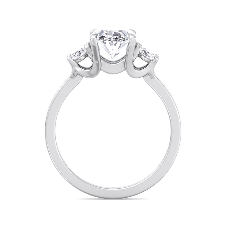 Oval Cut Engagement Ring with Oval Sidestones