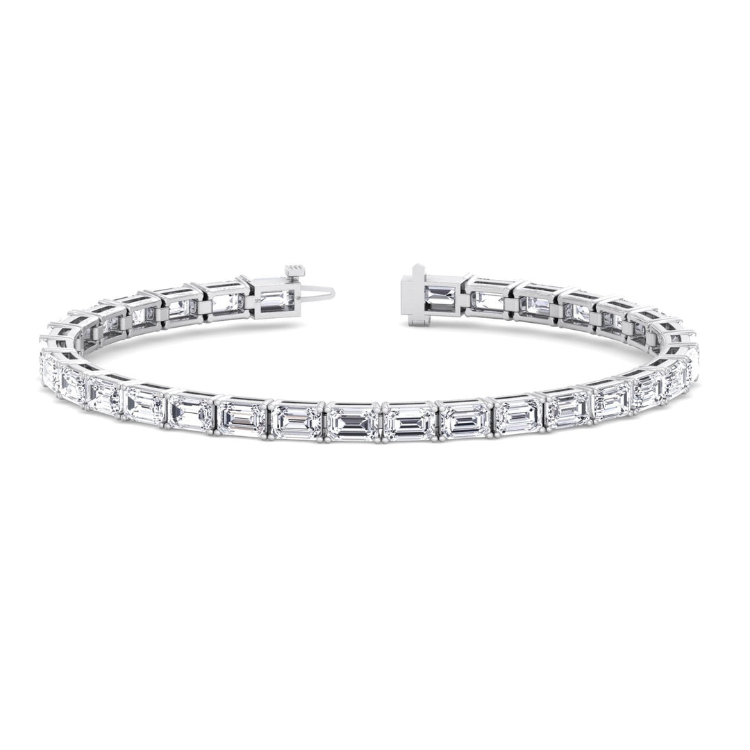 (14.50Ct T.W) East To West Emerald Cut Tennis Bracelet