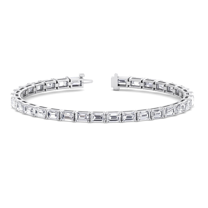 (14.50Ct T.W) East To West Emerald Cut Tennis Bracelet