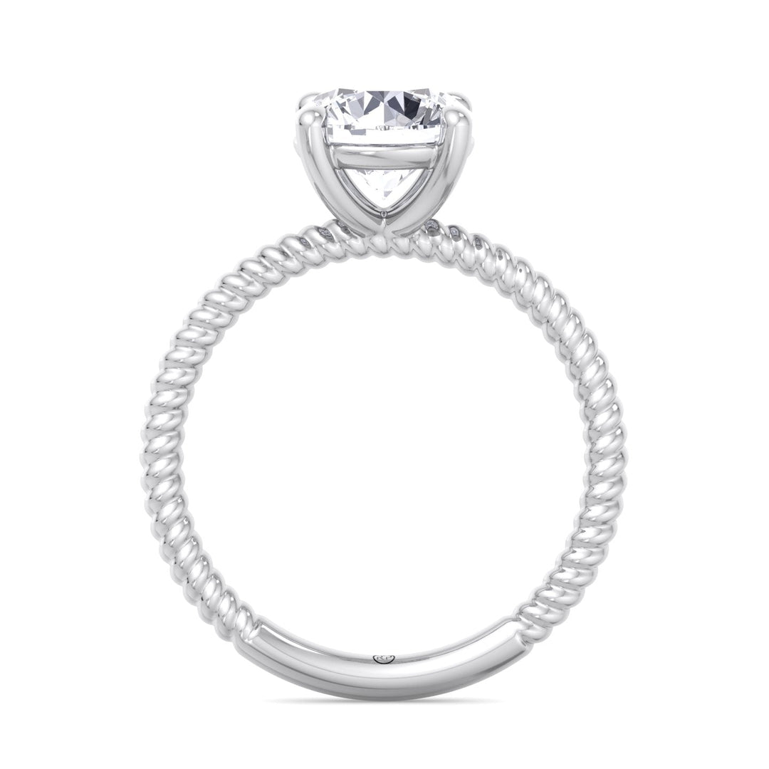 Twisted Rope Band Round Cut Solitaire Engagement Ring