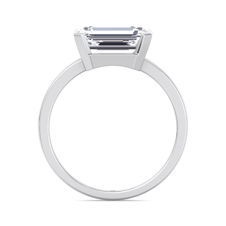 Bezel Set Emerald Cut Engagement Ring East to West
