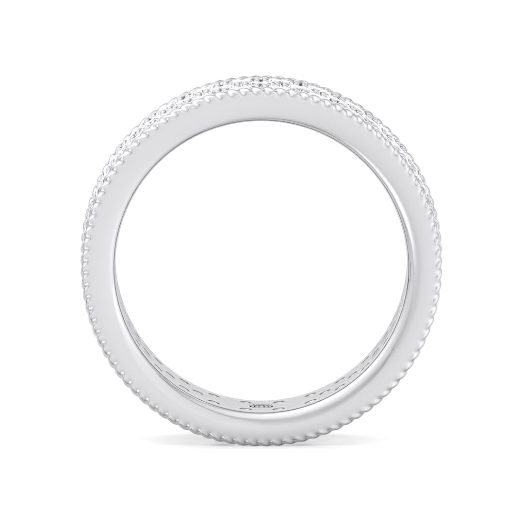 3 Row Pave Round Cut Eternity Band