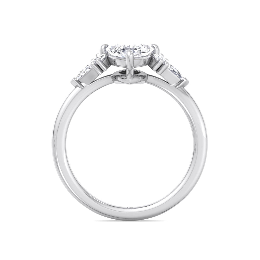 Marquise Shape Engagement Ring with Marquise and Pear Shape Sidestones