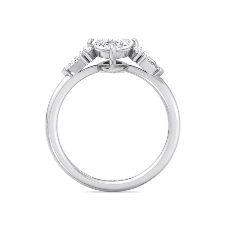 Marquise Shape Engagement Ring with Marquise and Pear Shape Sidestones