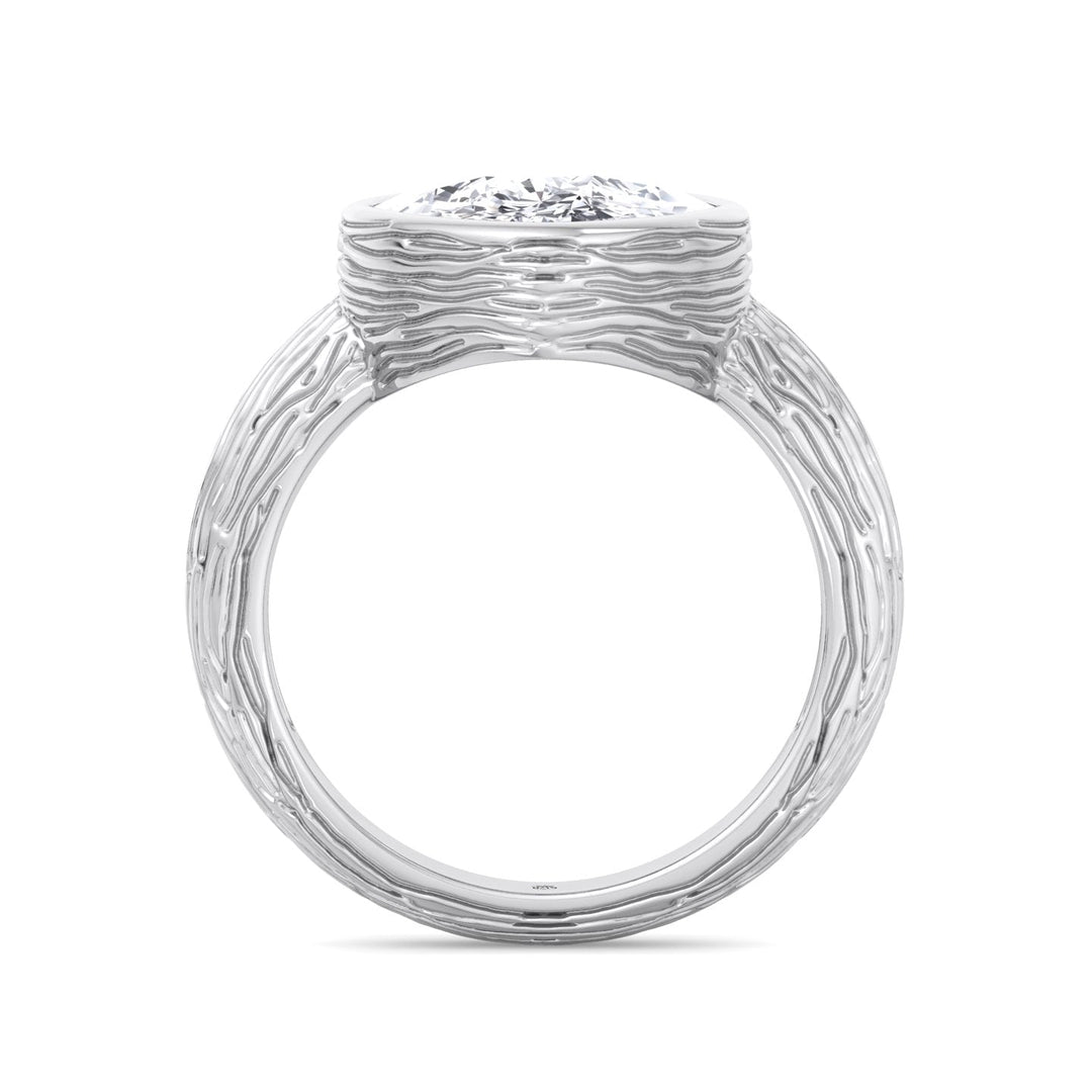 Cushion Cut Solitaire Hand Engraved Engagement Ring
