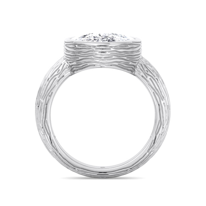 Cushion Cut Solitaire Hand Engraved Engagement Ring