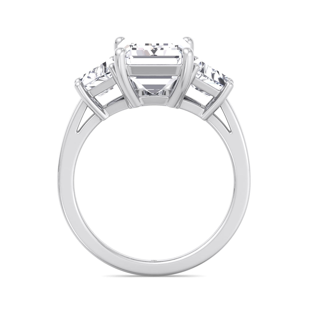Three Stone Ring Trapezoid &amp; Emerald Cut Engagement Ring
