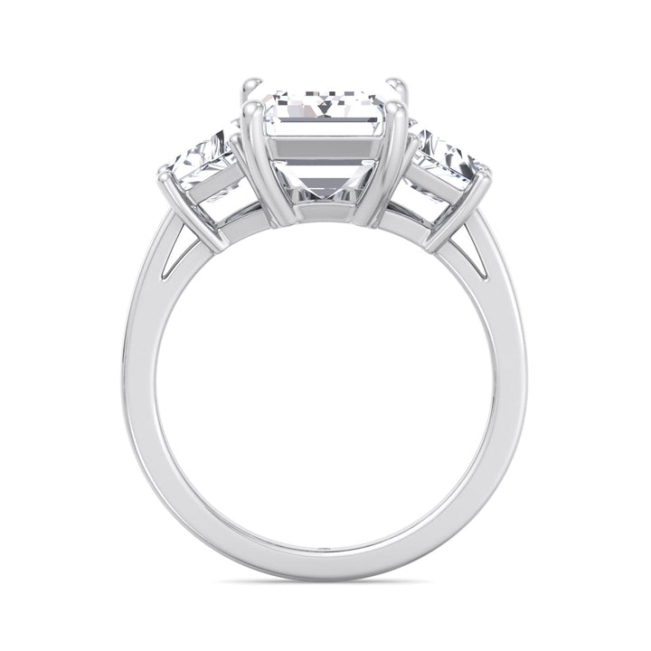 Three Stone Ring Trapezoid &amp; Emerald Cut Engagement Ring