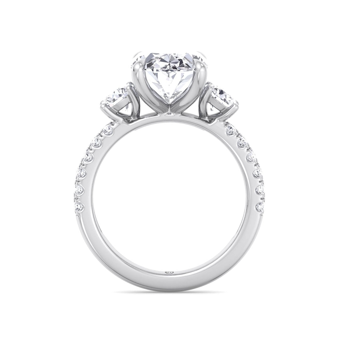 Double Row Accented Round &amp; Oval Engagement Ring