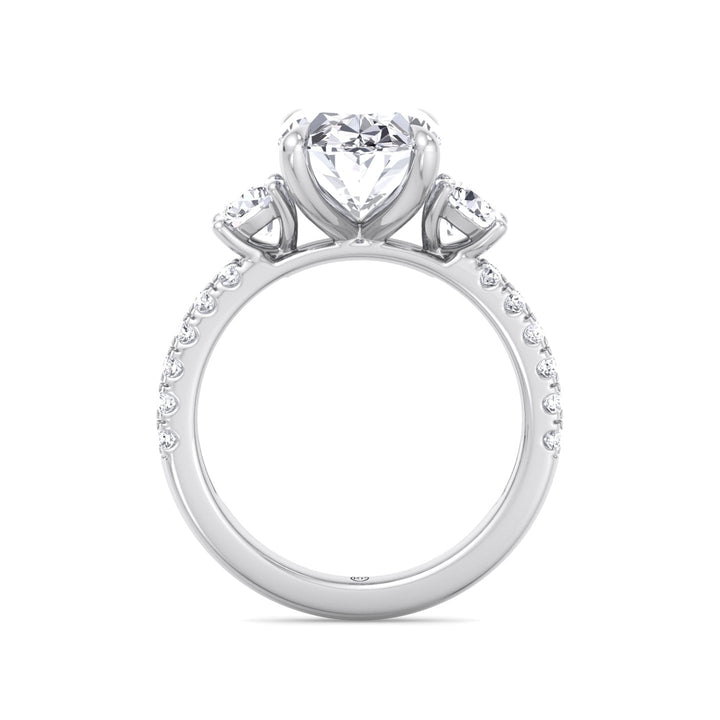 Double Row Accented Round &amp; Oval Engagement Ring