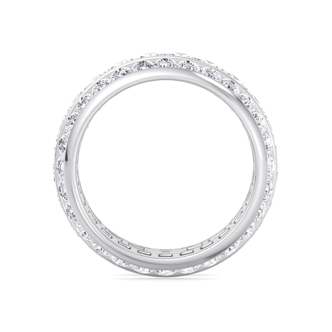 3 Row Channel Set Princess and Round Cut Eternity Band