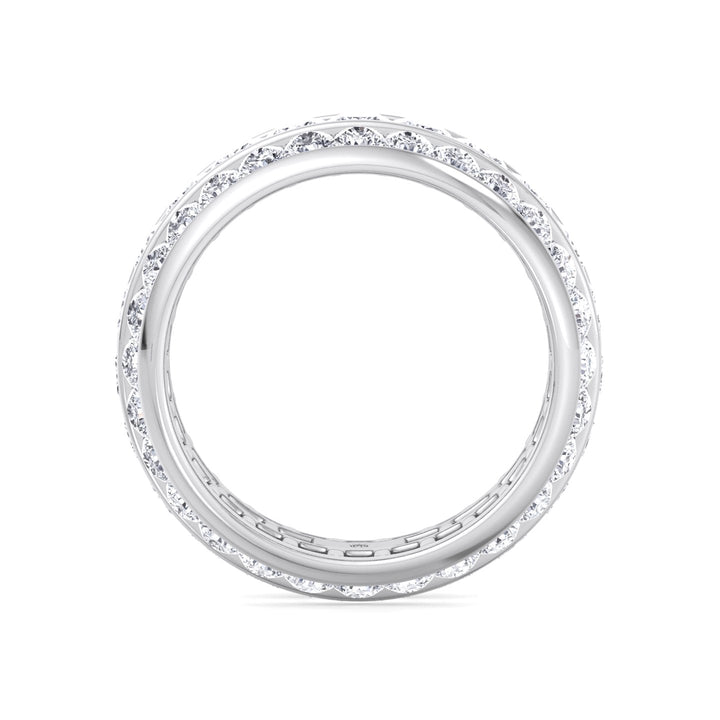 3 Row Channel Set Princess and Round Cut Eternity Band