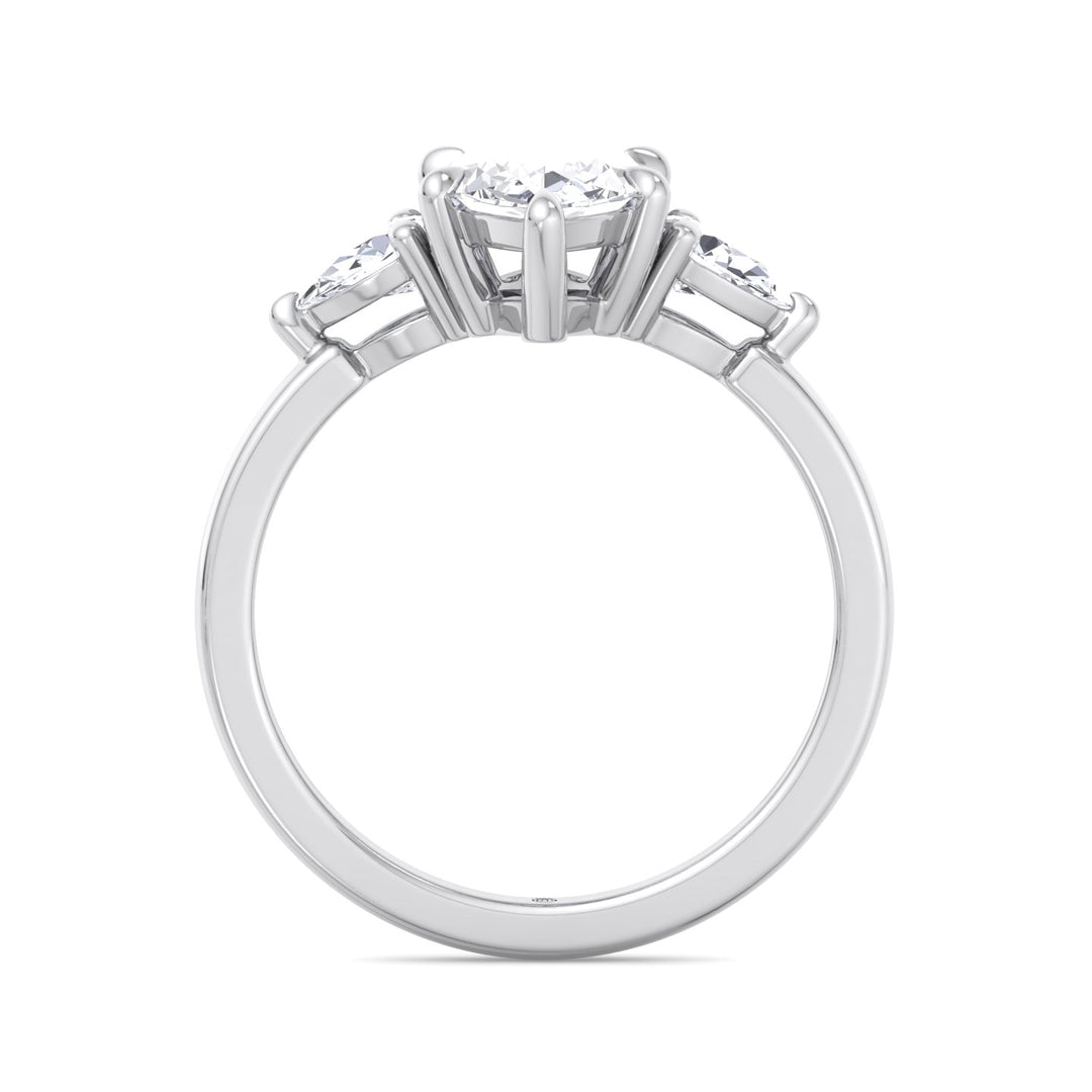 Marquise Shape Engagement Ring with Pear Sidestones