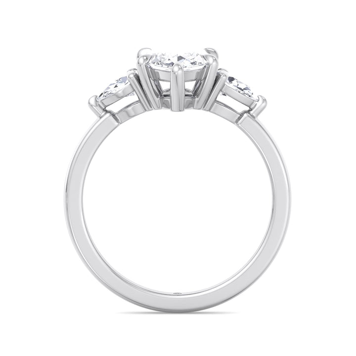 Marquise Shape Engagement Ring with Pear Sidestones