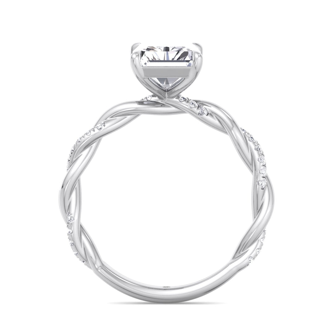 Radiant Cut Twisted Band Engagement Ring