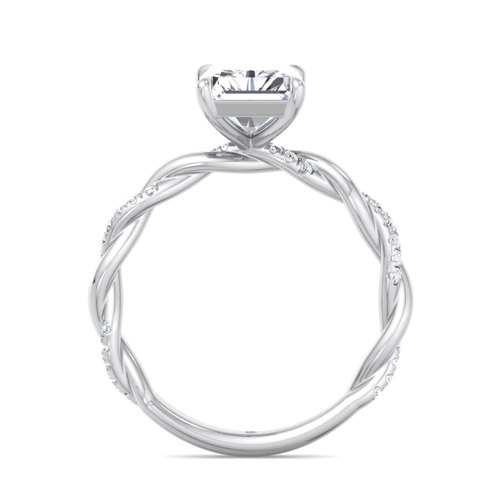 Radiant Cut Twisted Band Engagement Ring