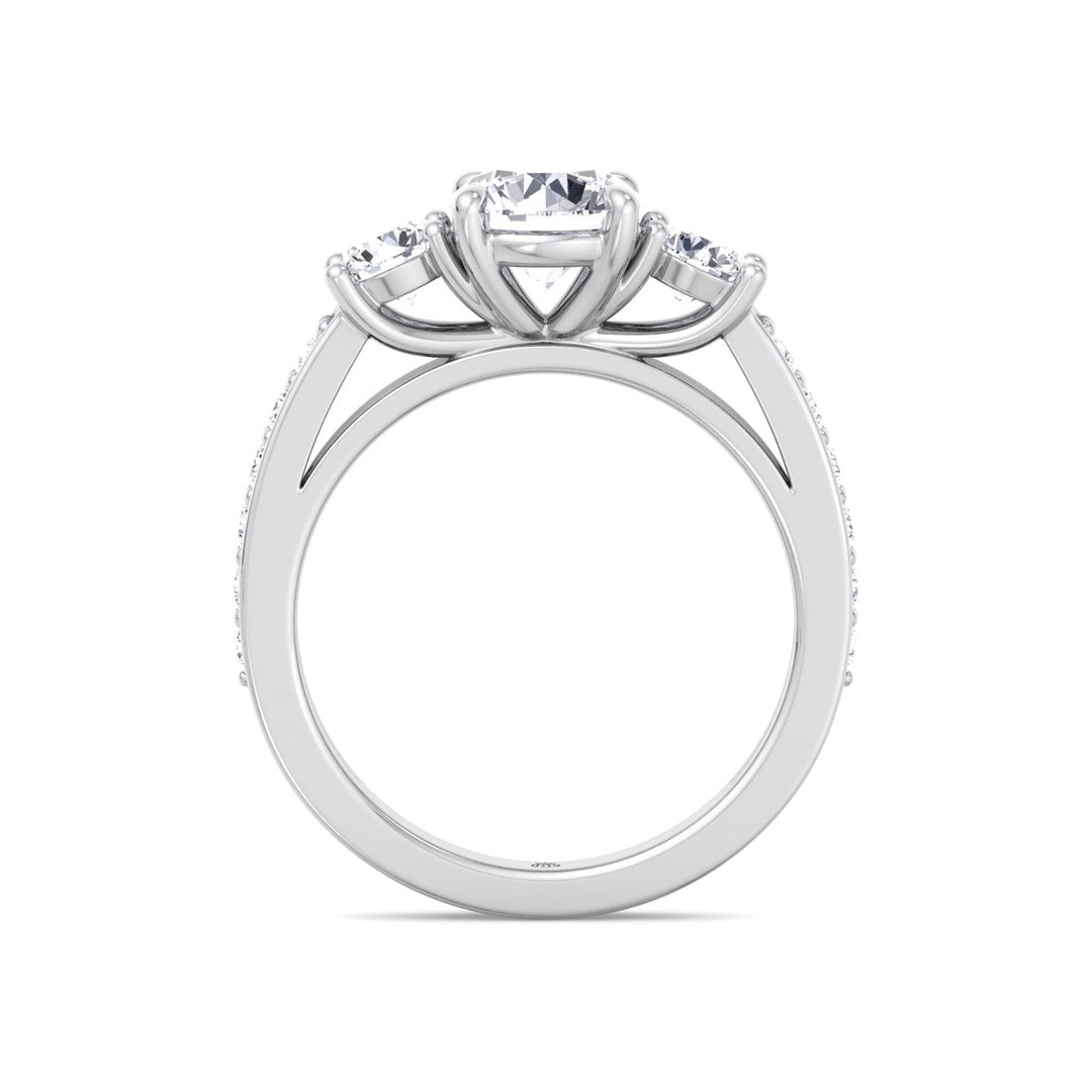 Round Cut Engagement Ring With Sidestones