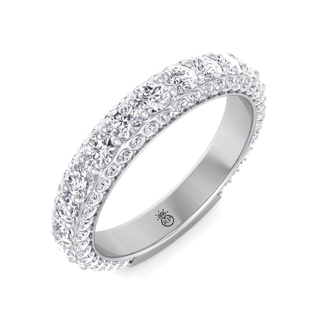Round Cut Eternity Band with Pave Side
