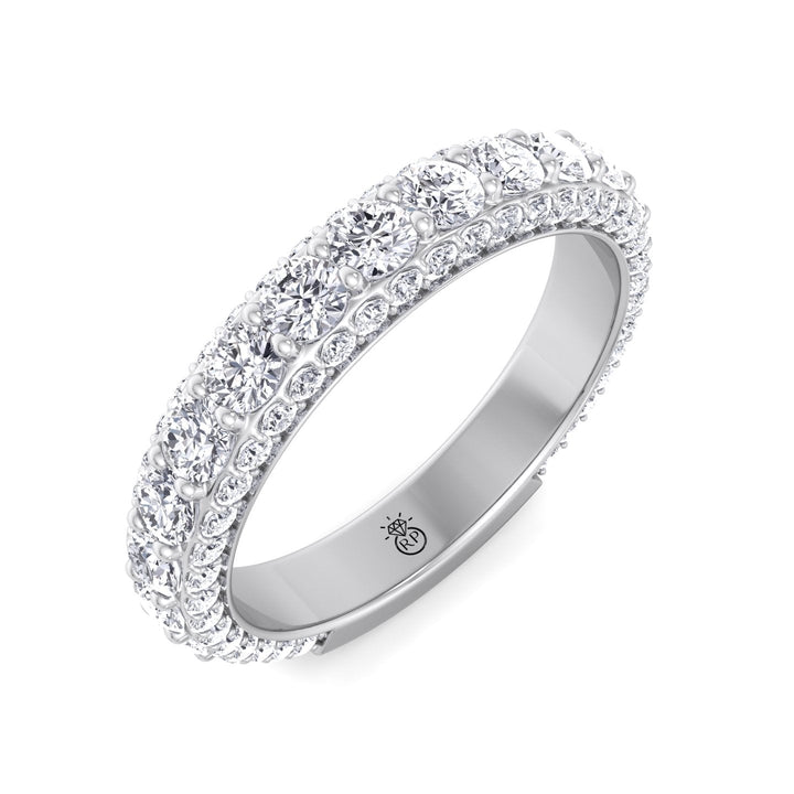 Round Cut Eternity Band with Pave Side