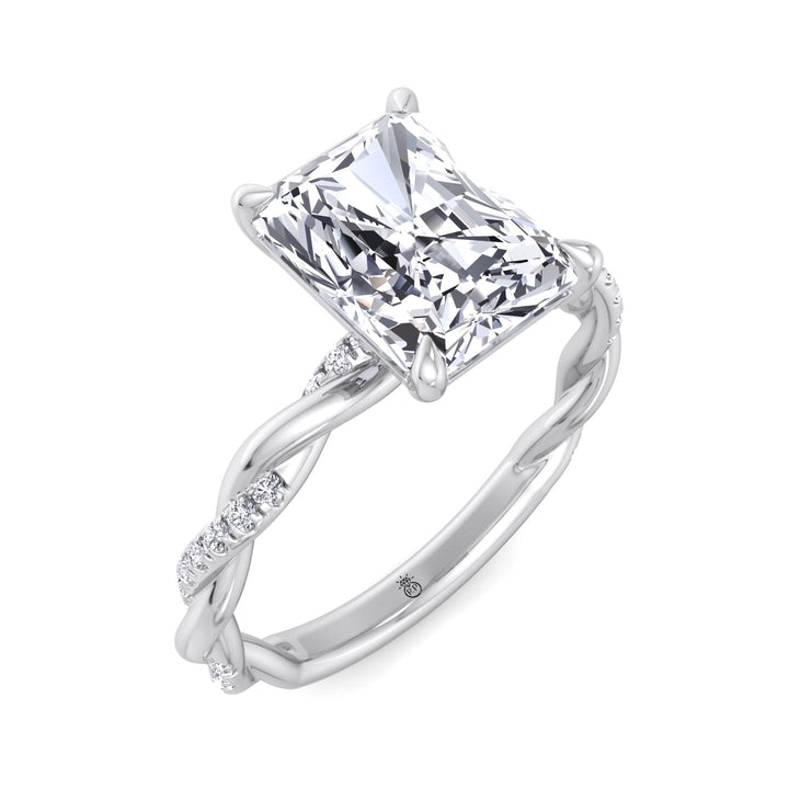 Radiant Cut Twisted Band Engagement Ring