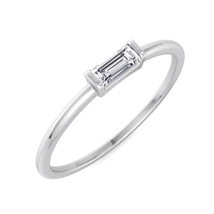 Dainty Baguette Solitaire Stackable Ring