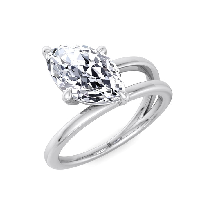 Twist Band Solitare Moval Engagement Ring