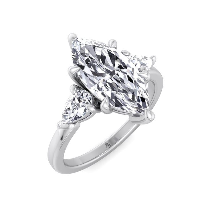 Marquise Shape Engagement Ring with Pear Sidestones