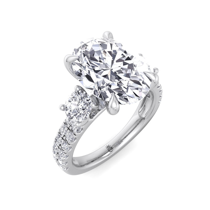 Double Row Accented Round &amp; Oval Engagement Ring